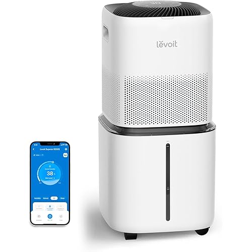 LEVOIT Superior 6000S Smart Evaporative Humidifiers for Home Whole House up to 3000ft², 6 Gal, Last 72-Hour, Premium Filter, Dry Mode, Wheels & Water Fill Hose & Foldable Storage - Quiet Sleep Mode