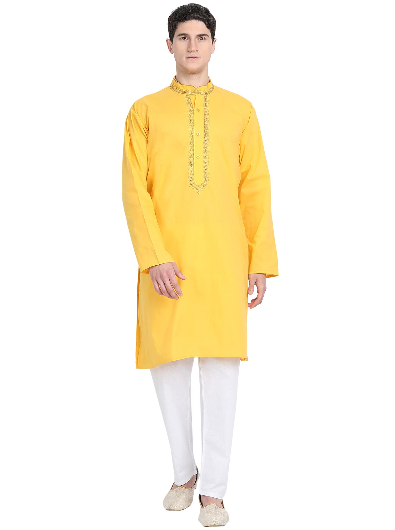 SKAVIJ Kurta Pyjama Set For Men Cotton Party Dress Embroidered