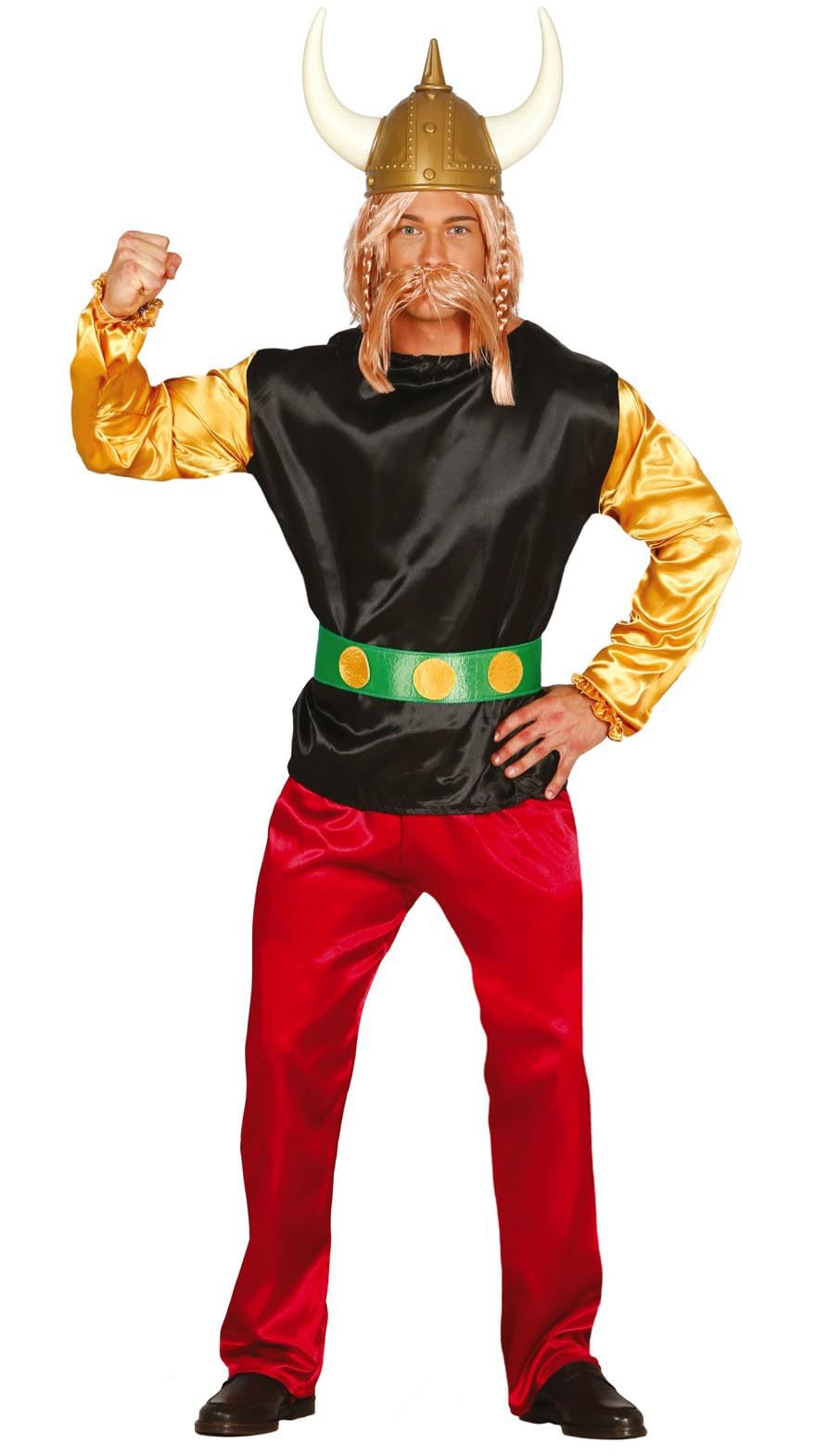 FIESTAS GUIRCA | Adult Gaul Soldier Fancy Dress Costume (42-44/L) - Jacket, Belt and Trousers - Period and Adventure Costumes for Halloween, Carnival and Themed Parties - Ideal for Men - Black and Red