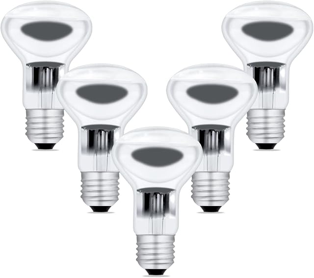 Clear R63 Reflector E27 60W Bulb Dimmable, AC220-240V, R63 E27 Spot Incandescent Bulb, 550LM Warm White 2700K, E27 Reflector Screw Bulb for Lava Lamp, Chandelier, Ceiling Light, 5 Pack