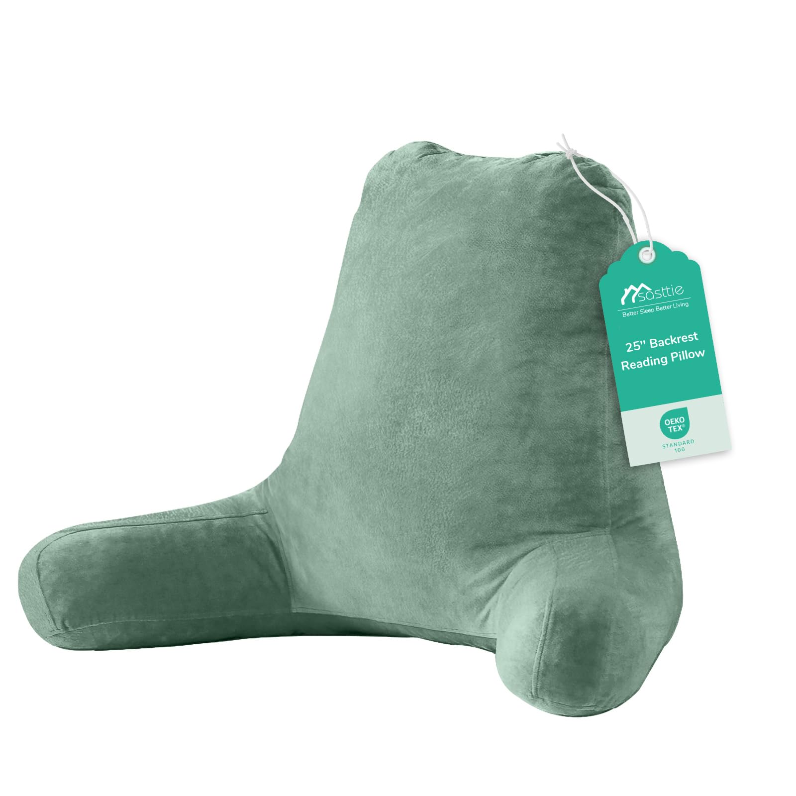 Sasttie Reading Pillow for Bed, Back Pillow for Sitting Up, Sage