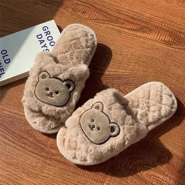 snehmurti Warm Slipper for Women's Fur Flip Flops Winter Fashion Slipper for House & Bedroom Slides Home Indoor Outdoor Sandals-picture-53