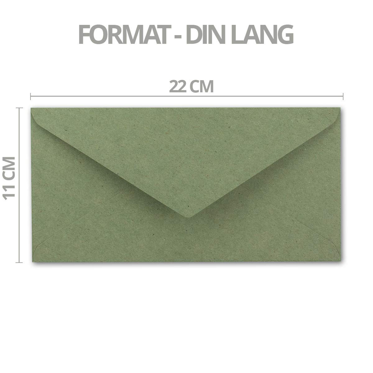 400x Kraftpapier-Umschläge DIN Lang - Grün - Nassklebung 11 x 22 cm - Brief-Umschläge aus Recycling-Papier - Vintage Kuverts von NEUSER PAPIER