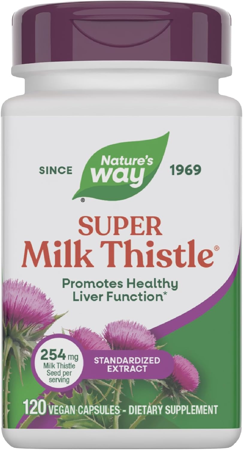 Nature’s Way Super Milk Thistle, Promotes Healthy Liver Function*, 4-Herb Blend, Vegan, 120 Capsules