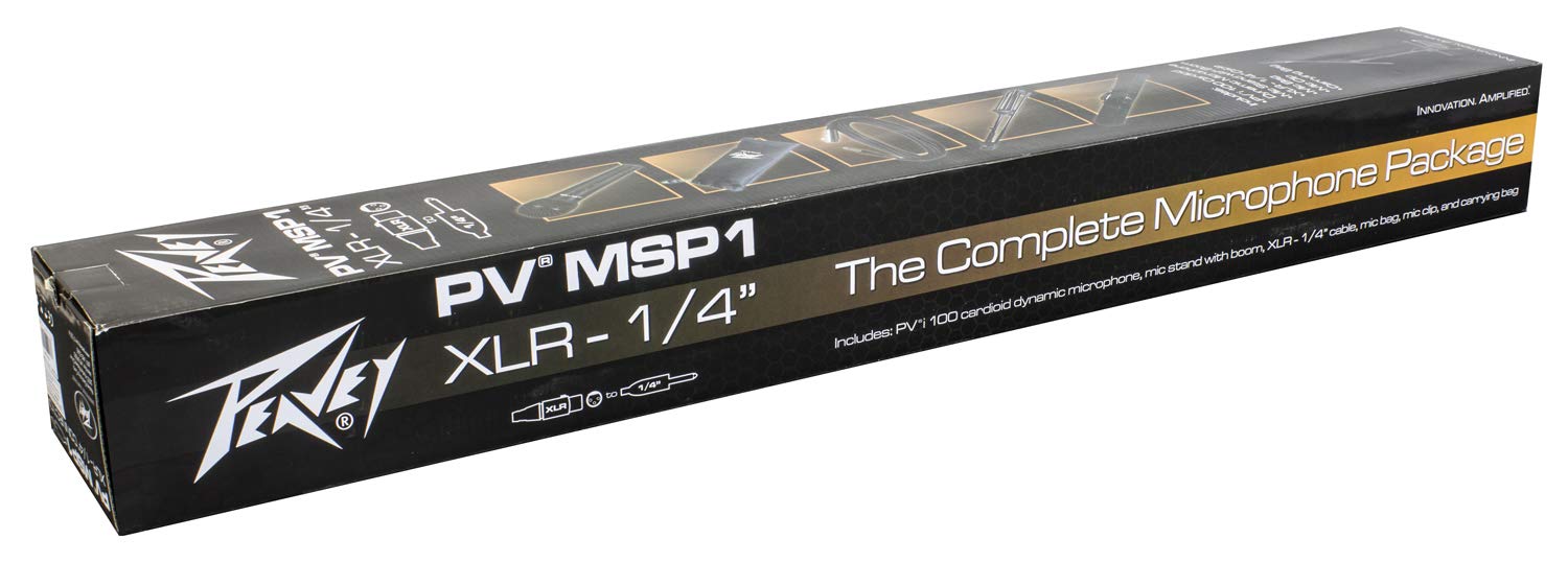 Peavey msp-1 micrófono y soporte paquete – incluye PV (R) i100 dinámico Cardiod Vocal micrófono con cable de 1/4 pulgadas y Clip
