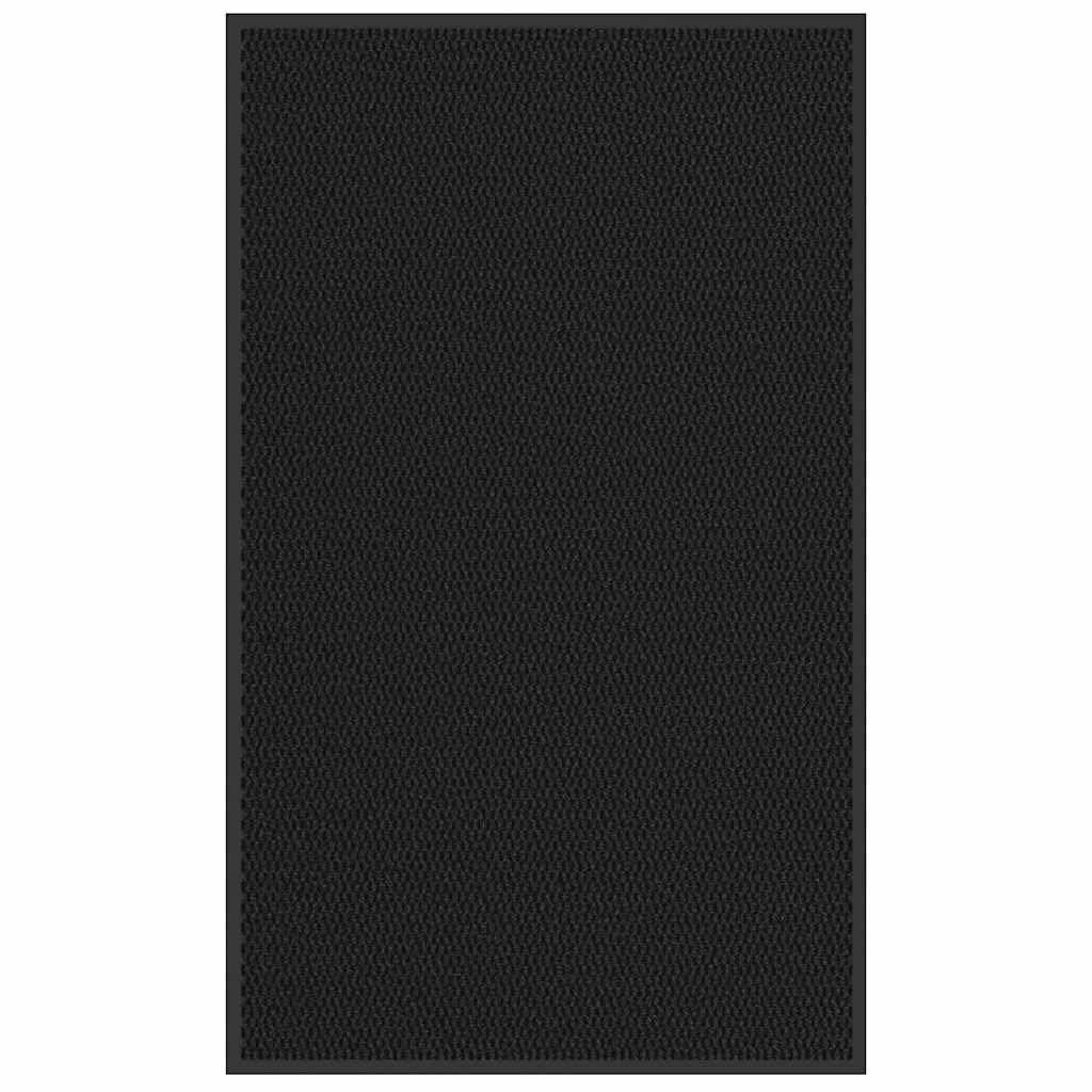 Fußmatte Schwarz 90x150 cm, Haustürmatte aus strapazierfähigem getuftetem Polypropylen, Schmutzfangmatte mit Rutschfester PVC-Rückseite, Wasser- und schmutzaufnehmend, leicht