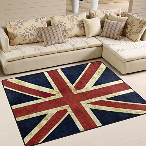 Use7 Tapis vintage avec drapeau britannique Union Jack pour salon, chambre à coucher 203 cm x 147,3 cm
