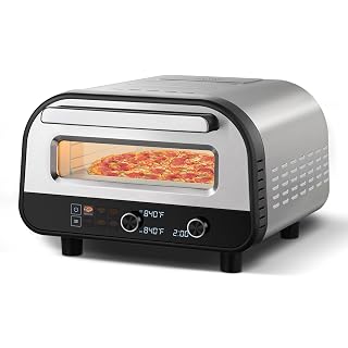 Upgraded indoor Pizza Oven 12 Inch Electric Countertop Pizza Oven with 6 Mode Heats up to 840°F Pizza Maker Pizza Cooker for Home Kitchen, Restaurants, Parties - Stainless Steel - Amazon product rated Grade A
