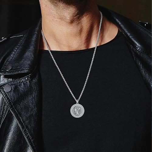 Miniatura 3 de Collar de San Miguel para hombre, plata de ley 925, colgante de San Miguel con amuleto de medalla de protección religiosa, regalos para hombres,