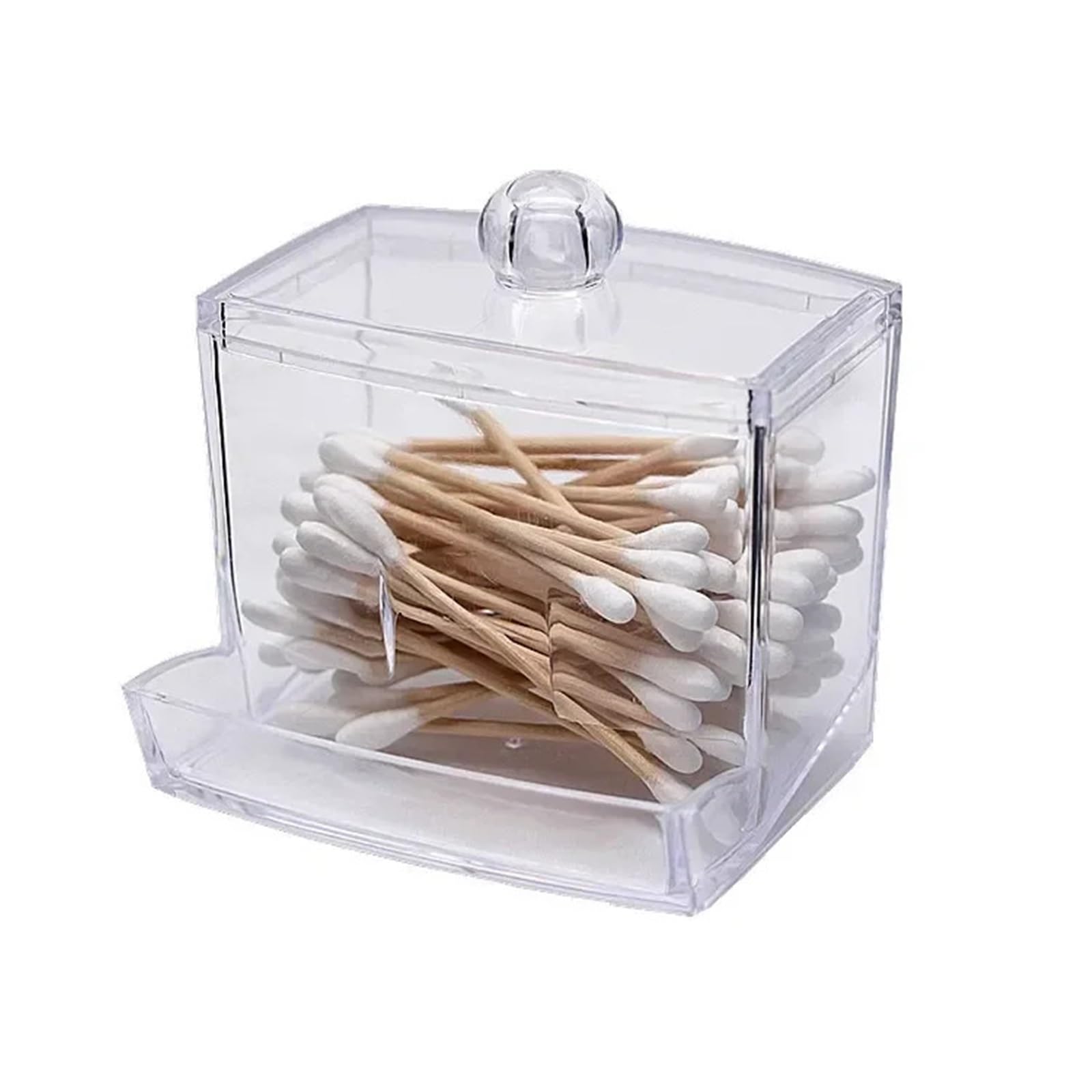 QuxetlRyz Makeup Organizer Cosmetic Storage Box Organizador Cotton Swab Holder Pad Clear Plastic with Lid Dust-proof Cotton Buds Holder(ColorC)