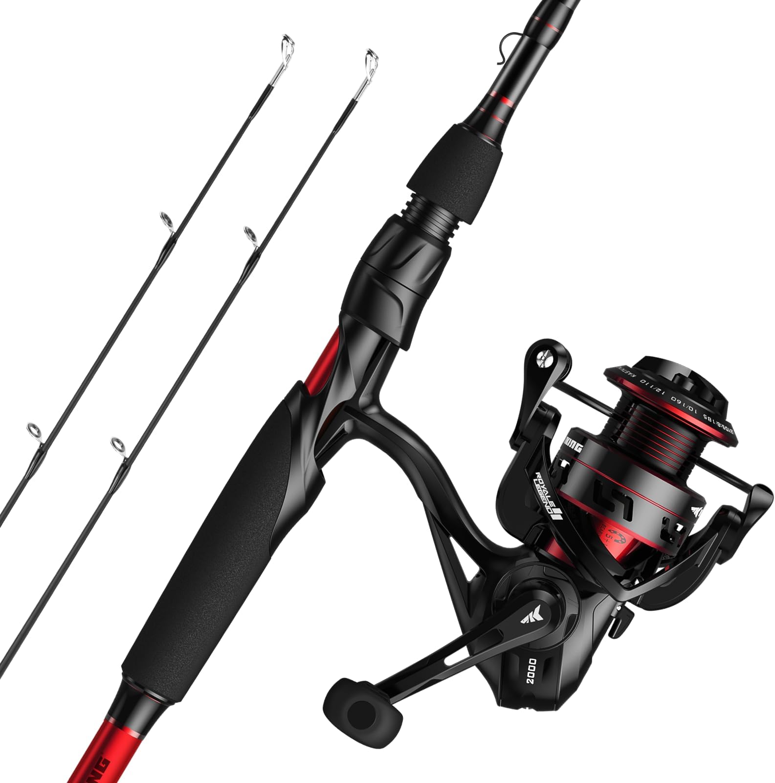 Royale Legend II Twin Tip Fishing Rod and Reel Combos, Spinning & Casting Combo, IM6 Graphite 2Pc Blanks, Extra Backup Tip Section, Stainless-Steel Guides, KastFlex Technology, EVA Handles