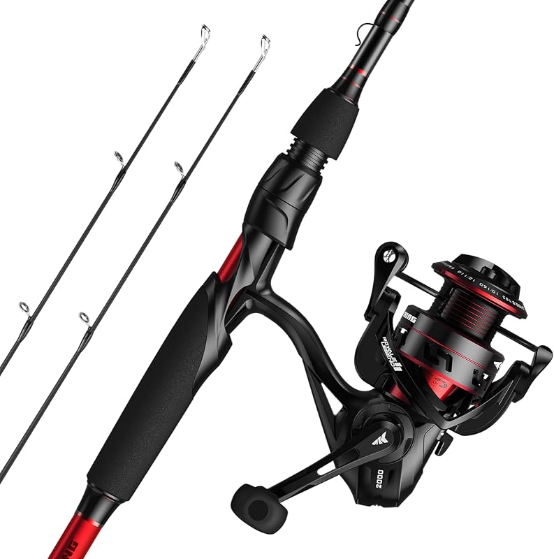 Combo de caña y carrete de pesca de doble punta Royale Legend II | Combo de baitcaster y spinning, caña de 2 piezas, punta adicional, grafito IM6, sensibilidad ultraligera, lanzamiento suave, mango de EVA