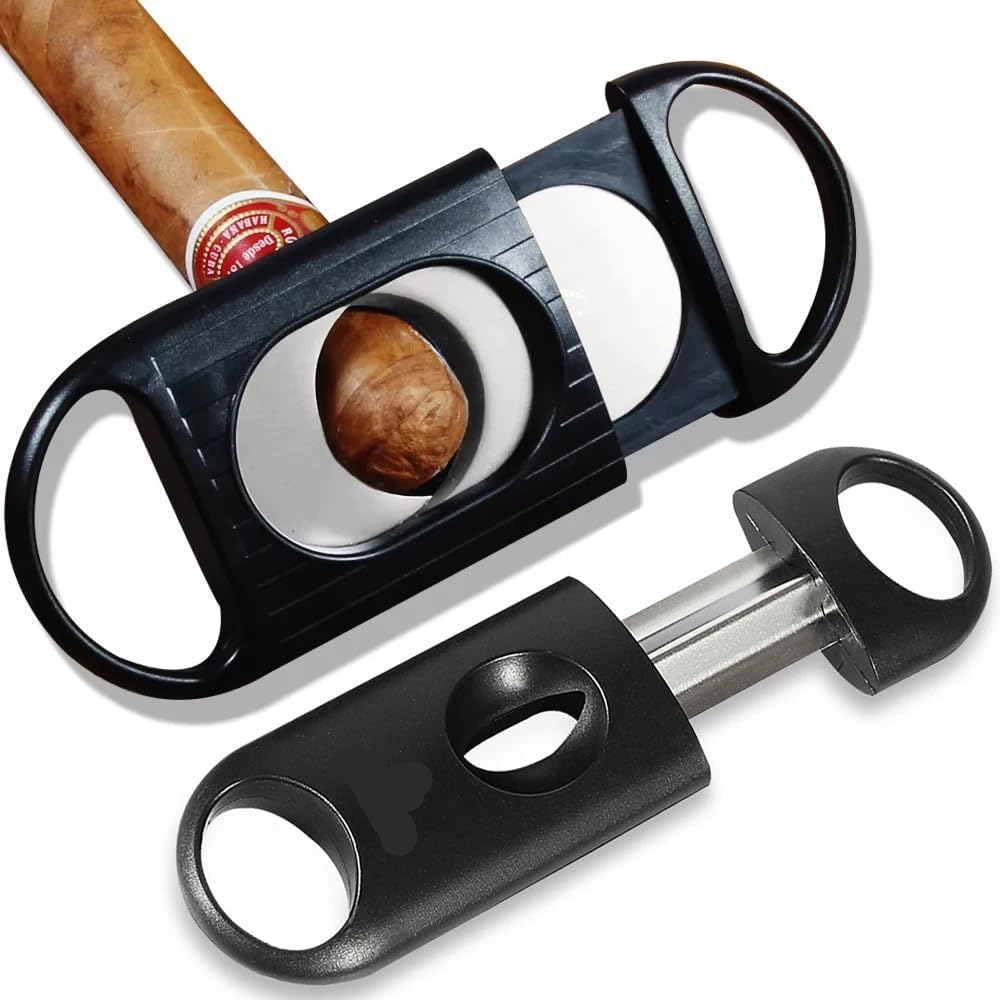 Cigar Cutter Plastic V-Shaped Guillotine Slicer Portable Metal Stainless Steel Smoking Accessories Tool(A)