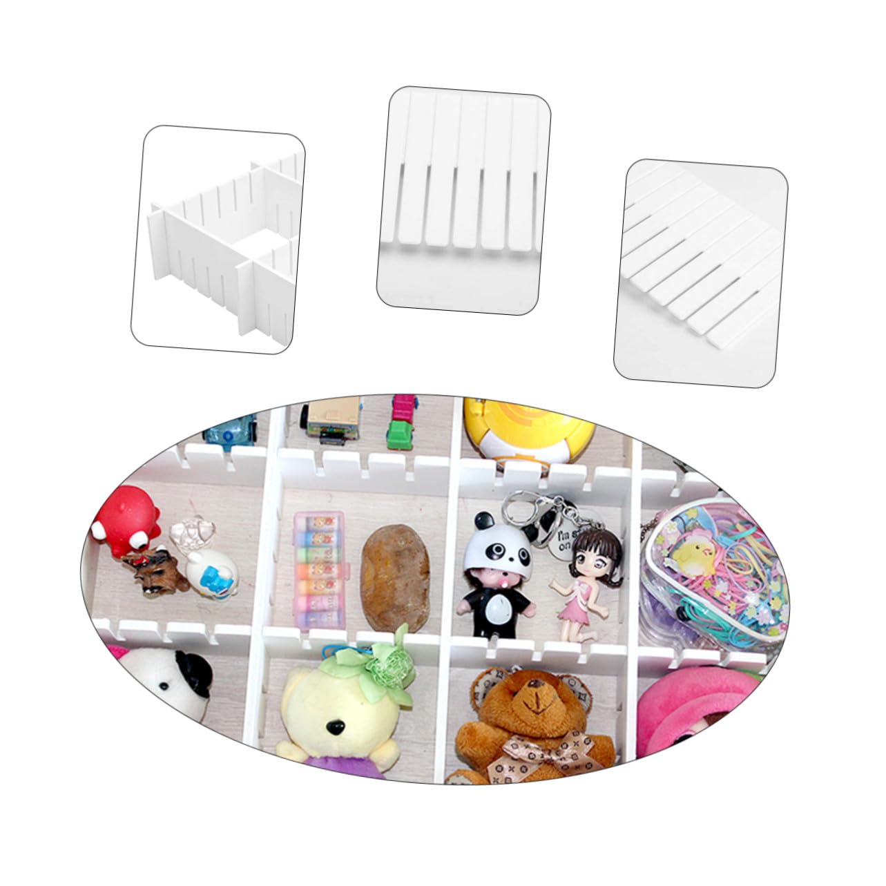 Set di divisori modulari con cassetti regolabili, 34 pezzi, 47 x 5 cm, perfetto per riporre vestiti e trucchi, ideale per camera da letto e ufficio
