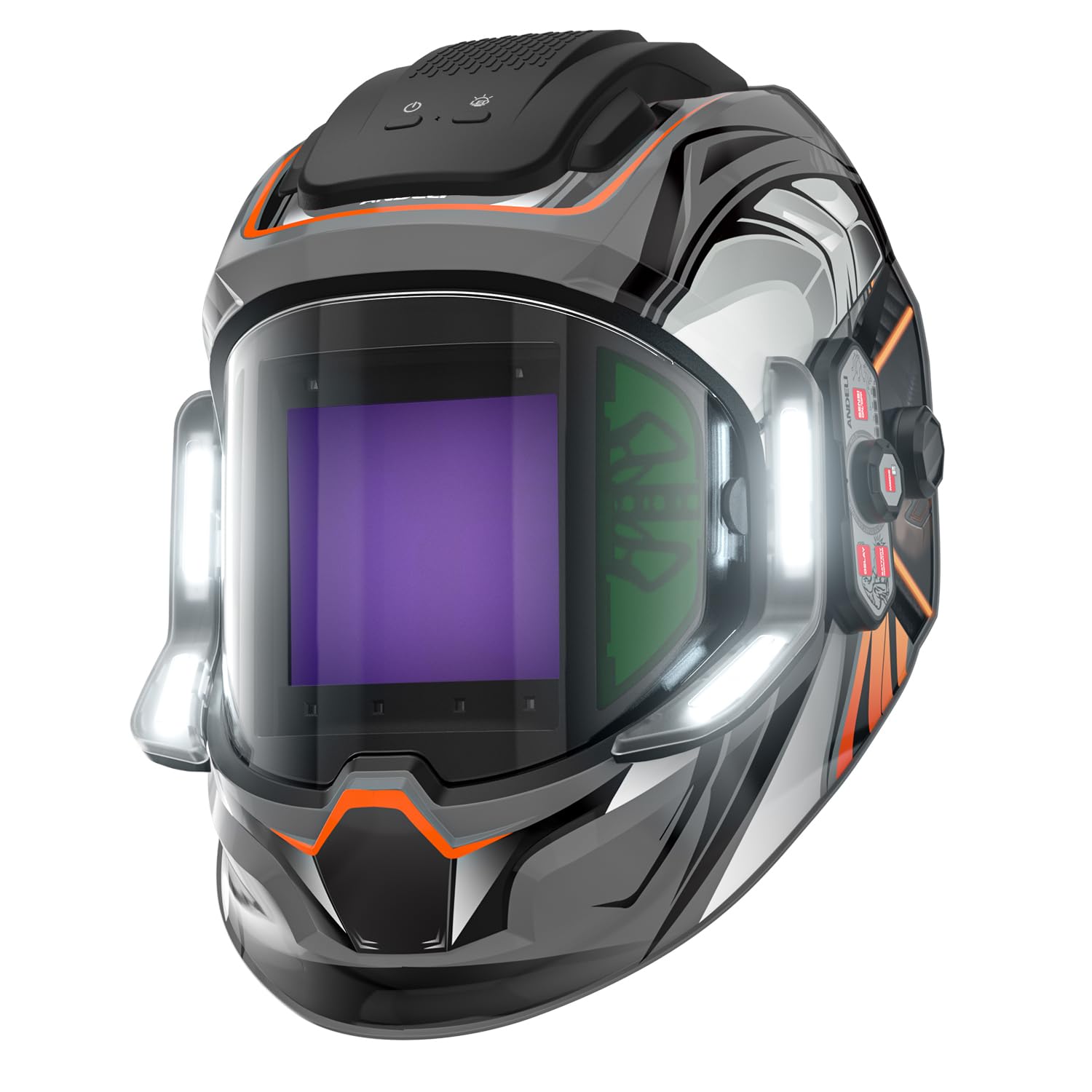 ANDELI Schweißhelm Automatik mit 4-Punkt LED & True Color – 180° Panorama 9,5x9,1cm + Seitenfenster, 6 Sensoren, 1/30000s, 2400mAh Akku USB-C, Schattierung 4/5-9/9-13, für MIG/MAG/Wig/MMA