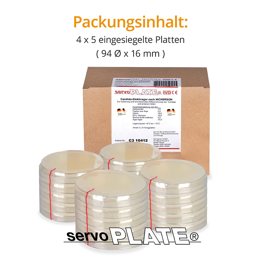 C3 10413 CRECIMIENTO MEDIOS SABOURUD 2% Glucosa Agar, Paquete de 20