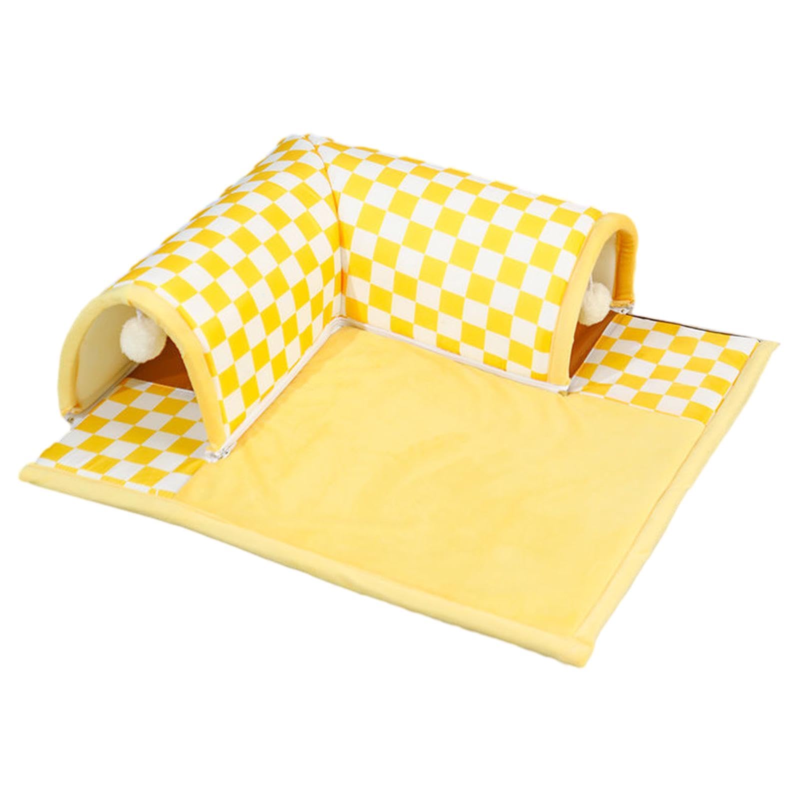 Tunel dla kota Tube Toys zabaw z zabawką do gry w piłkę Plac zabaw dla dzieci Kryjówka Interaktywna zabawka dla kotów domowych Chomik Bunny, L Blue/1235 (Color : XL yellow)