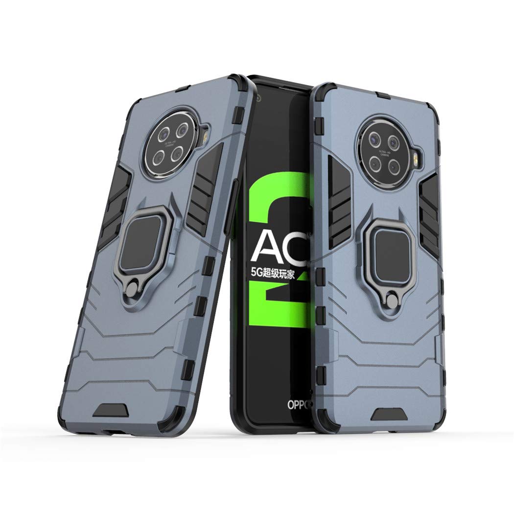 LuluMain Compatible with OPPO Ace 2 Case, Metal Ring Grip Kickstand Bumper (Works with Magnetic Car Mount) Dual Layer Rugged Cover (Navy Blue)