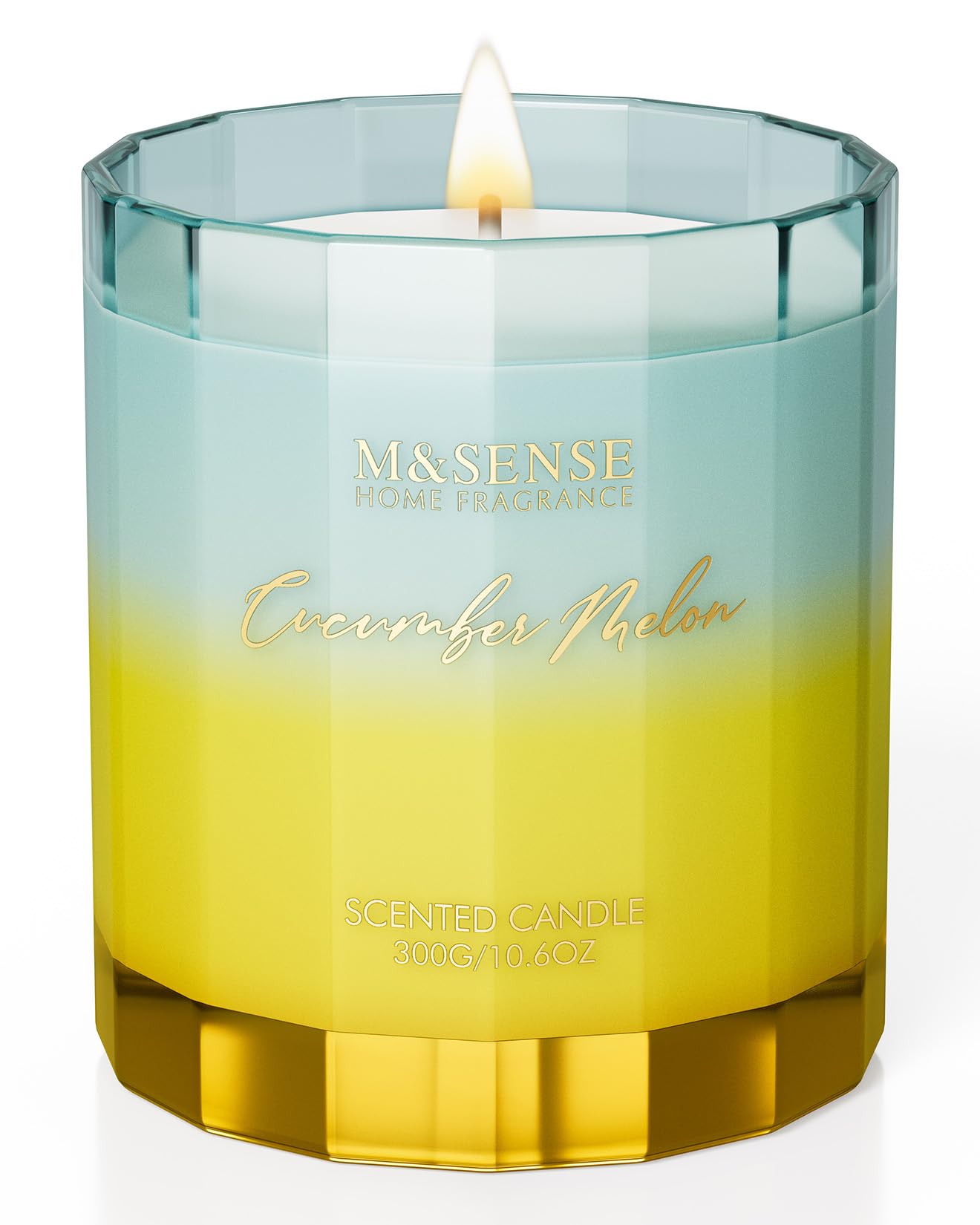 M&SENSE Cucumber Melon Scented Candle - 10.6oz Natural Soy Wax 60-Hour Long Lasting Burn Non Toxic Highly Scented Freshing Candle for Summer, Holiday
