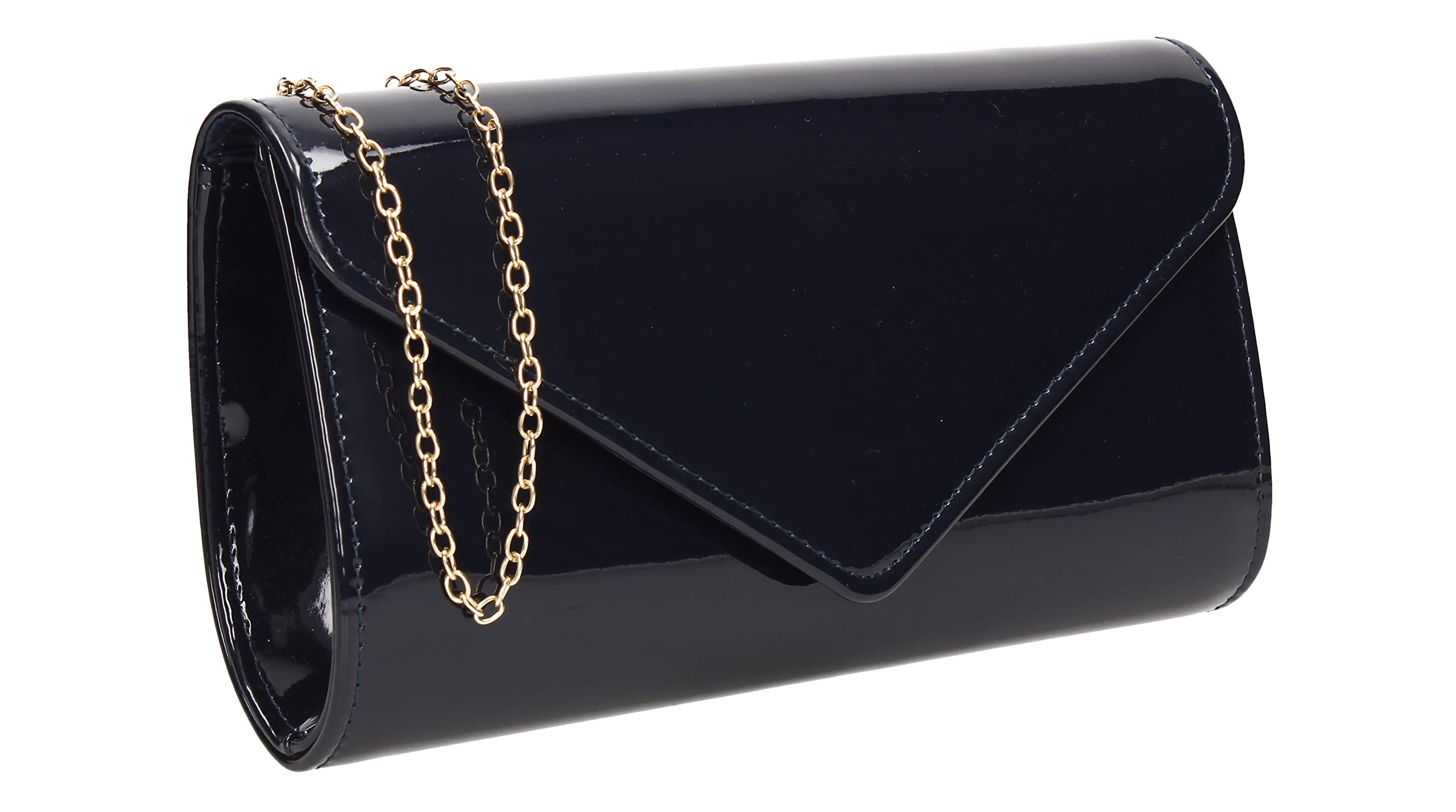 SwankySwans Alisa Patent Party Prom Evening Clutch Bag (Navy)