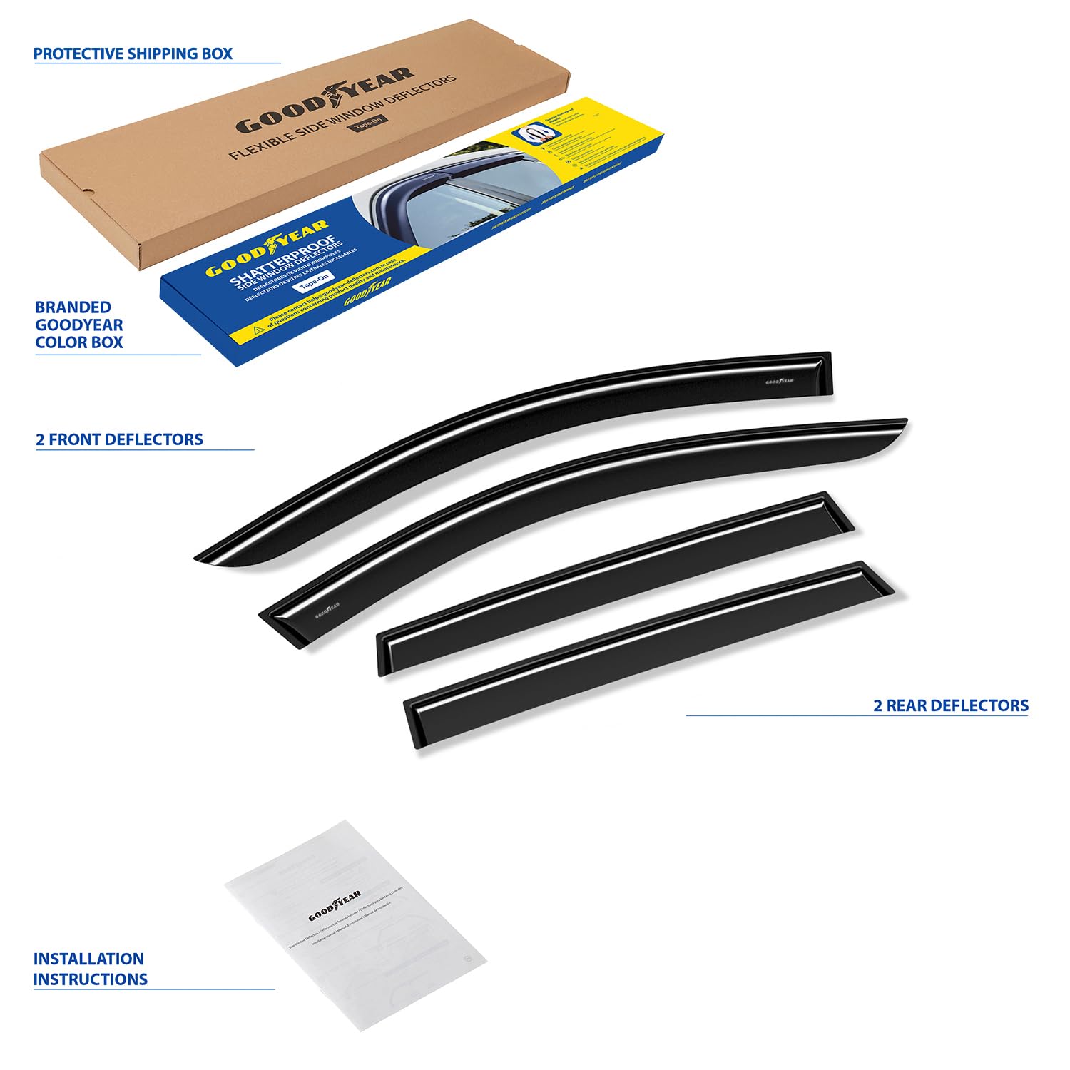 Goodyear Adhes Deflectores de Aire para/compatible con Dacia Duster 2017-2024 (MK2) - Accesorios Coche - Deflectors Ventanilla-Deflectores de Viento-Derivabrisas - Cortavientos Ventana Coche - 4ud OSC