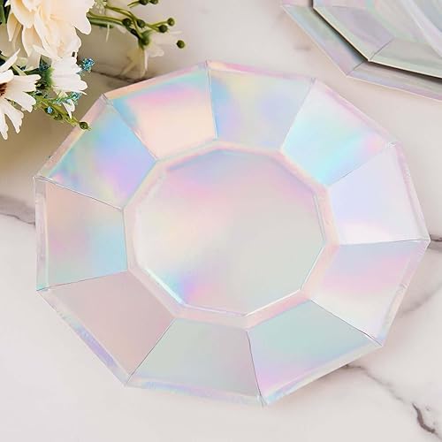 Miniatura 4 de Efavormart - Paquete de 25 platos de papel decagonal iridiscentes de 9 pulgadas, 300 GSM para recepciones de boda, banquetes, eventos con catering