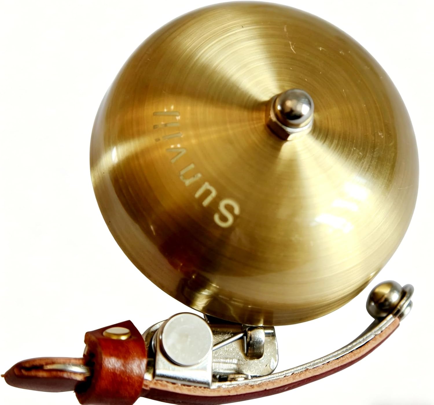 Bike Bell Brass Bicycle Bell Produces a Clear resonant Sound, with Leather Finger Protection, Suitable for Handle 22.2-31.8mm City Bike Cruiser Road Bike Mountain Bike