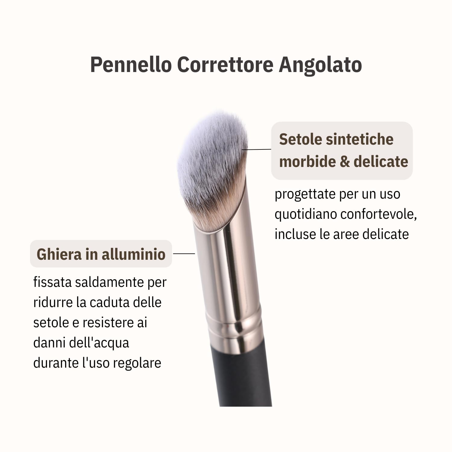 ENERGY 270s Pennello Correttore Angolato per Occhiaie & Copertura Precisa – Pennello Trucco per Liquidi e Creme con Setole Sintetiche Vegane