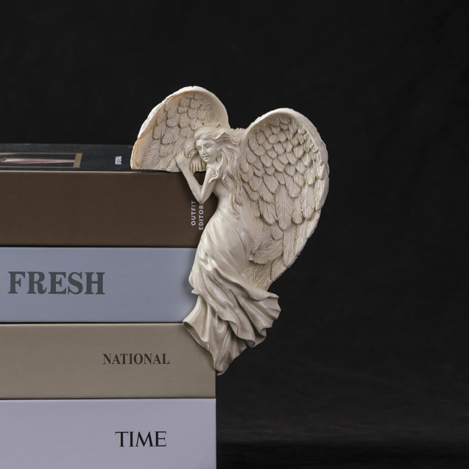 Corner Angel with Wing Sculpture - Door Frame Wall Decor, 3D Angel Statue for Home (Right)