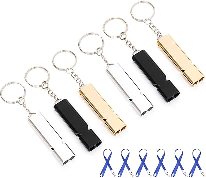 6 PCS Premium Safety Survival Whistles with Lanyard Keychain for Outdoor Camping and Various Competitions, Emergency Lifeguard Loud Whistle
