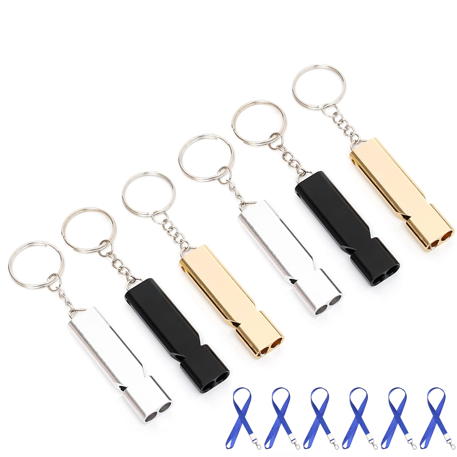 HZ Yihai Autumn 6 PCS Premium Safety Survival Whistles with Lanyard Keychain for Outdoor Camping and Various Competitions, Emergency Lifeguard Loud