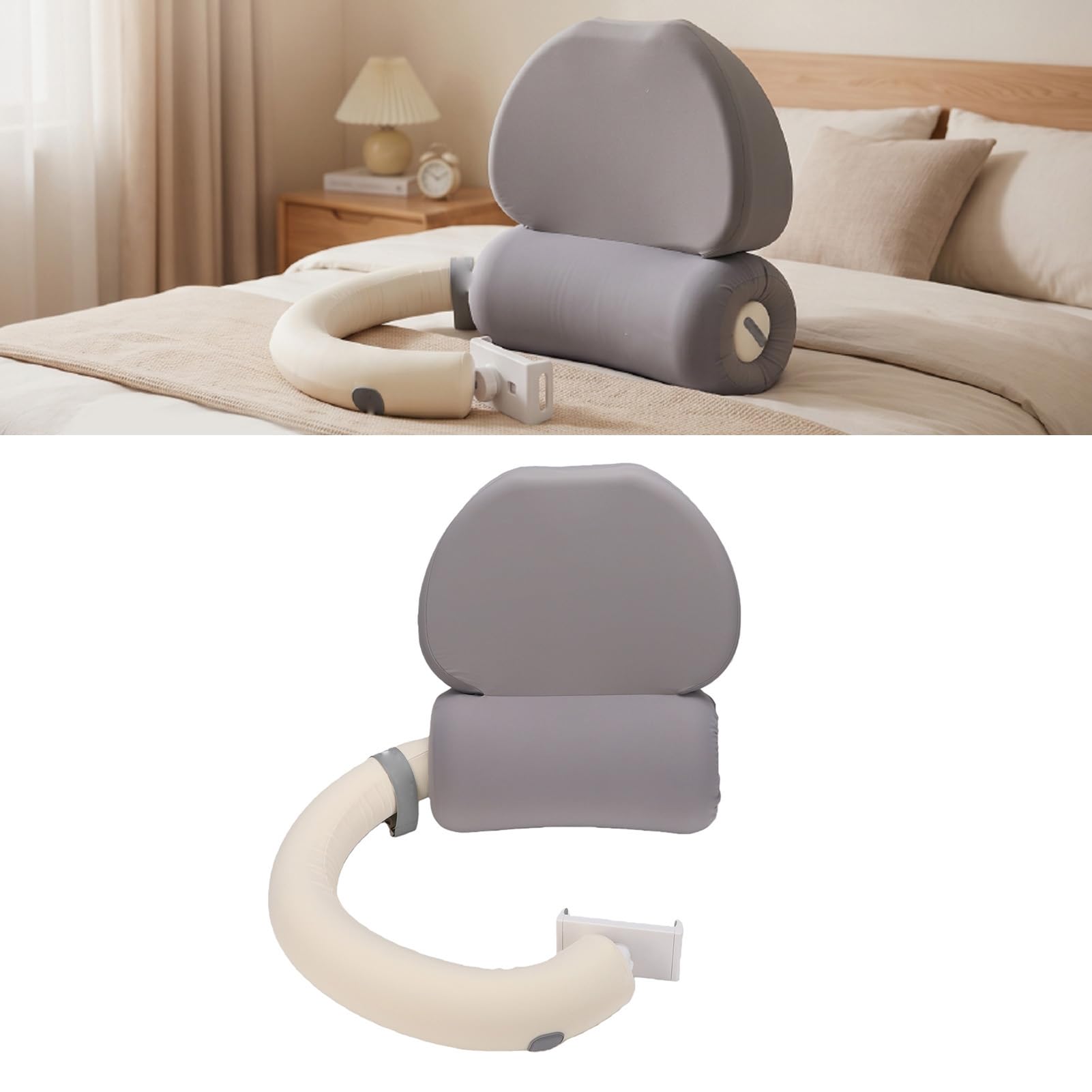 Cuscino da Lettura con Supporto per Telefono, Memory Foam, (GRAY)