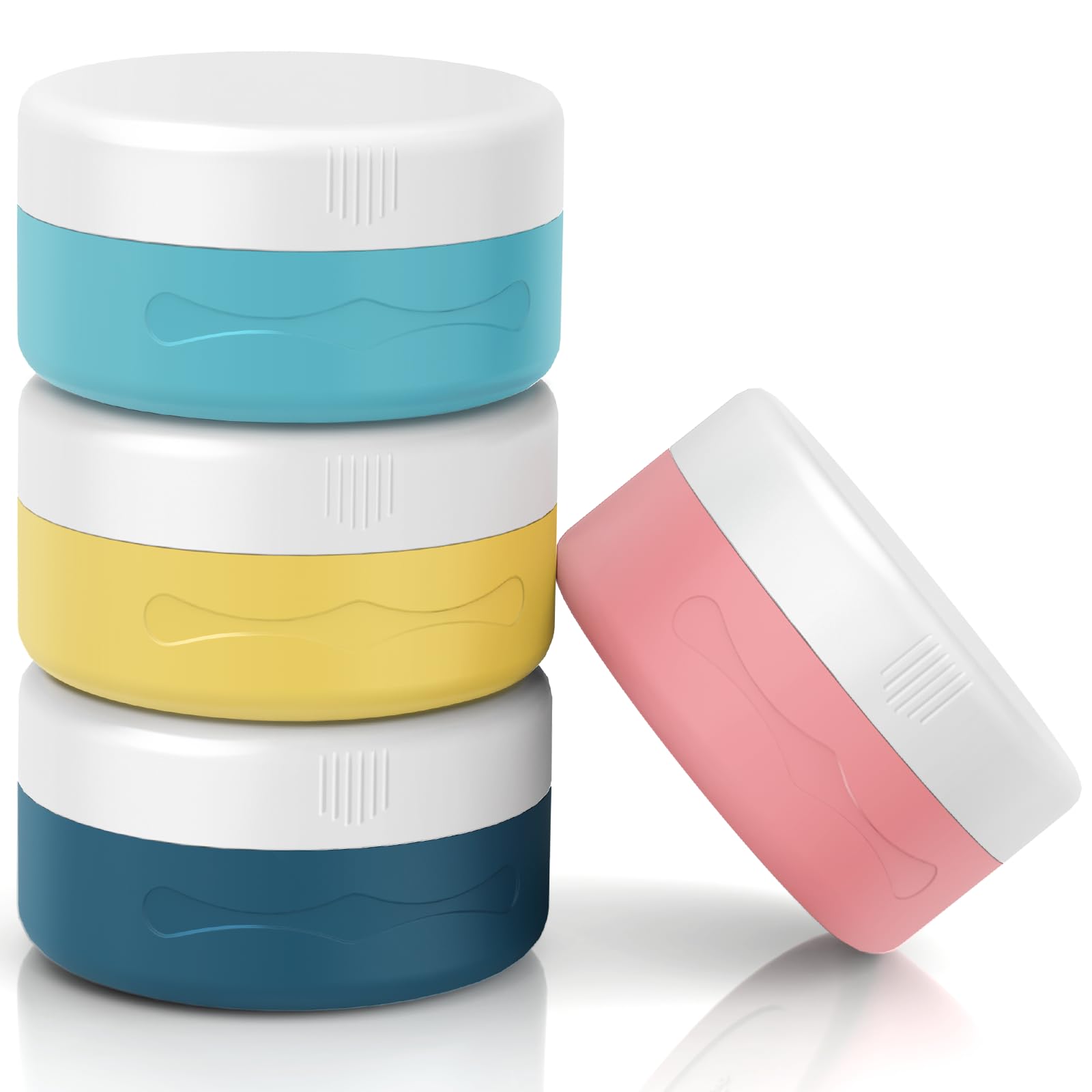 Euqvunn Lot de 4 Flacon Voyage, Contenant Voyage, Récipients de Voyage pour Articles de Toilette Approuvé par la TSA 40ml, Pots à Crème en Silicone Anti-fuite pour Cosmétique(4 Couleurs)