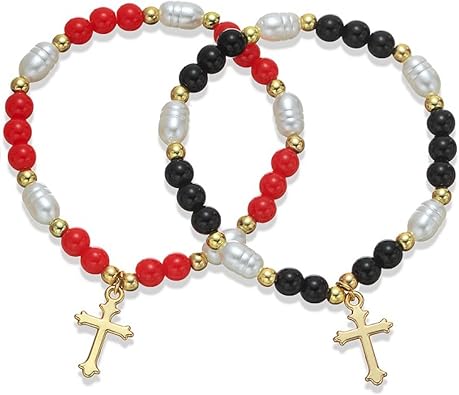 2 Kids Rosary Beads Catholic Imitation Pearl Rosary Bracelet Baby Rosary
