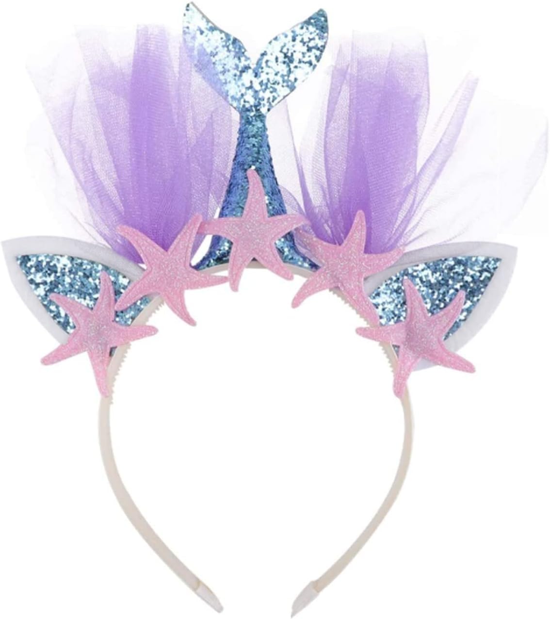 Nnovat Multicolor Glitter Mermaid Headband Mermaid Hair Accessories Glitter Mermaid Mesh Hair Hoop Headdress For Wedding Party