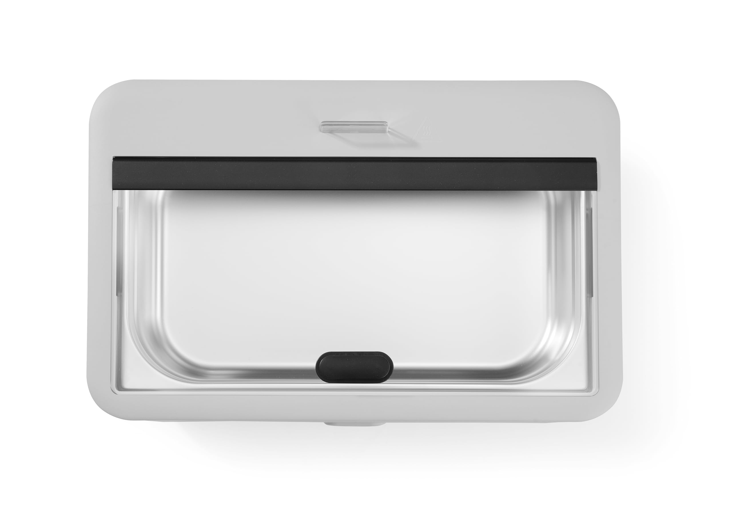 HENDI Chafing dish elettrico UNIQ per buffet, GN 1/1, 12,5L, 35-85°C, 220-240V, 700W, 607x402x(H)245mm, alluminio, acciaio inox, PP, vetro temperato, bianco