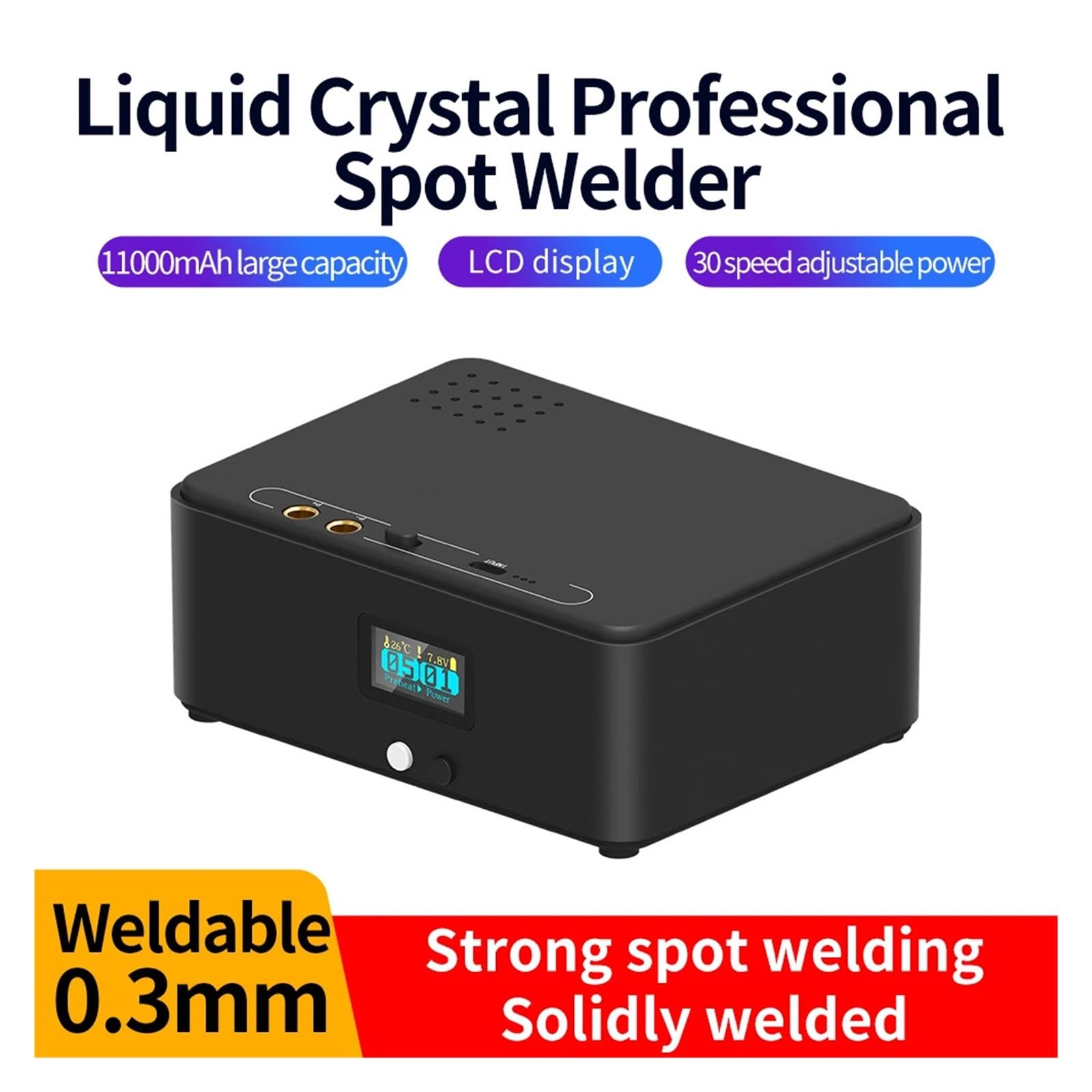 Saldatrice a punti a batteria Saldatrice a punti professionale a cristalli liquidi ad alta potenza, batteria da 11000 mAh può essere saldata con spessore 0,3 mm, saldatura di fogli di nichel per utens
