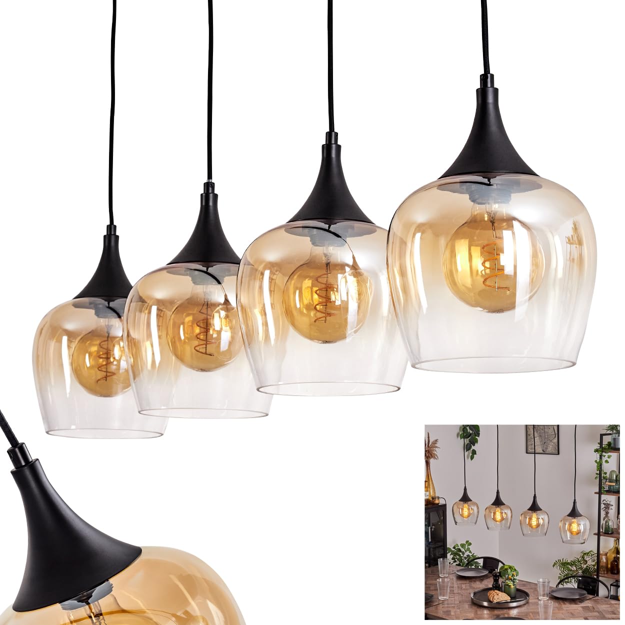 Hanglamp Elio, glas, grafiet, 1-lamp Hanglamp Elio, glas, grafiet, 1-lamp