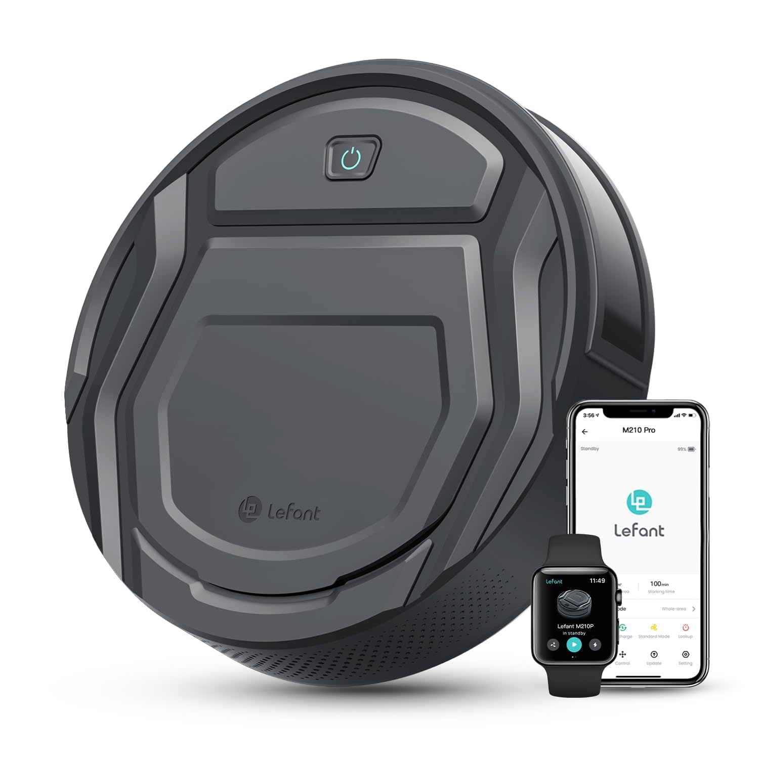 Lefant M210 Pro Robot Vacuum, 4000Pa Suction, 200 Mins Runtime, Quiet, Ultra-Slim, Self-Charging Robotic Vacuum Cleaner, WiFi/App/Alexa Control, Ideal for Pet Hair & Hard Floors