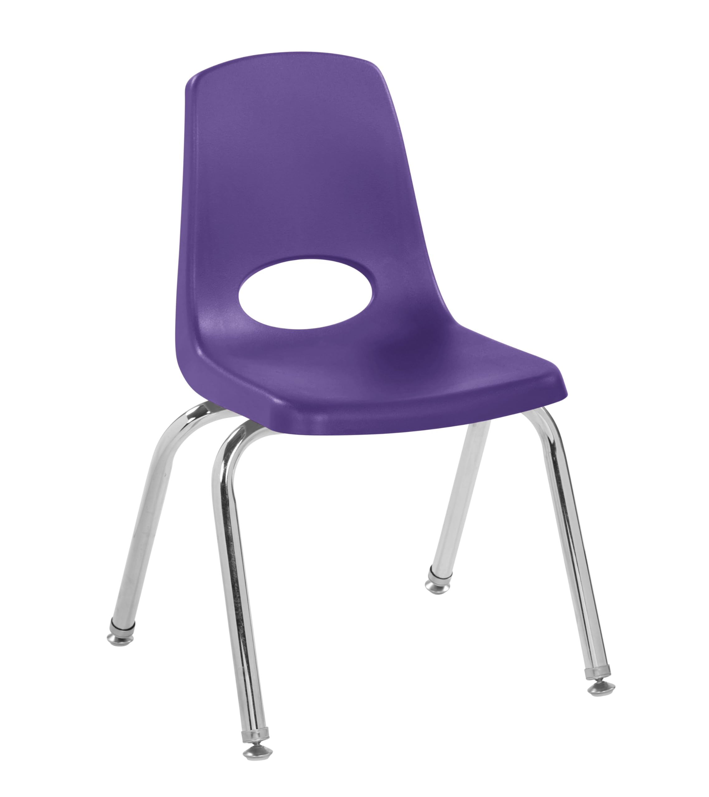 FDP 14" School Stack Chair, Stacking Student Seat with Chromed Steel Legs and Swivel Glides for Classroom, Homeschool or Learning Space - Purple, 11558-PU