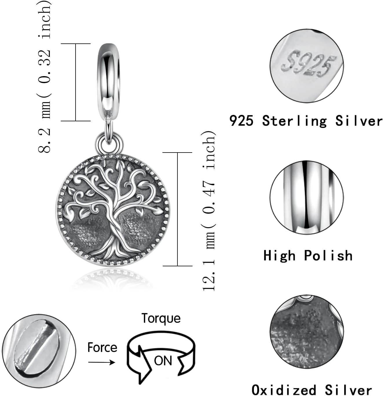 Sterling Silver Cremation Urn Bead Charm for Ashes - S925 Holds Ash Keepsake Pendant Family Tree of Life Memorial Jewelry Gifts for Women Loss Loved One - Image 7