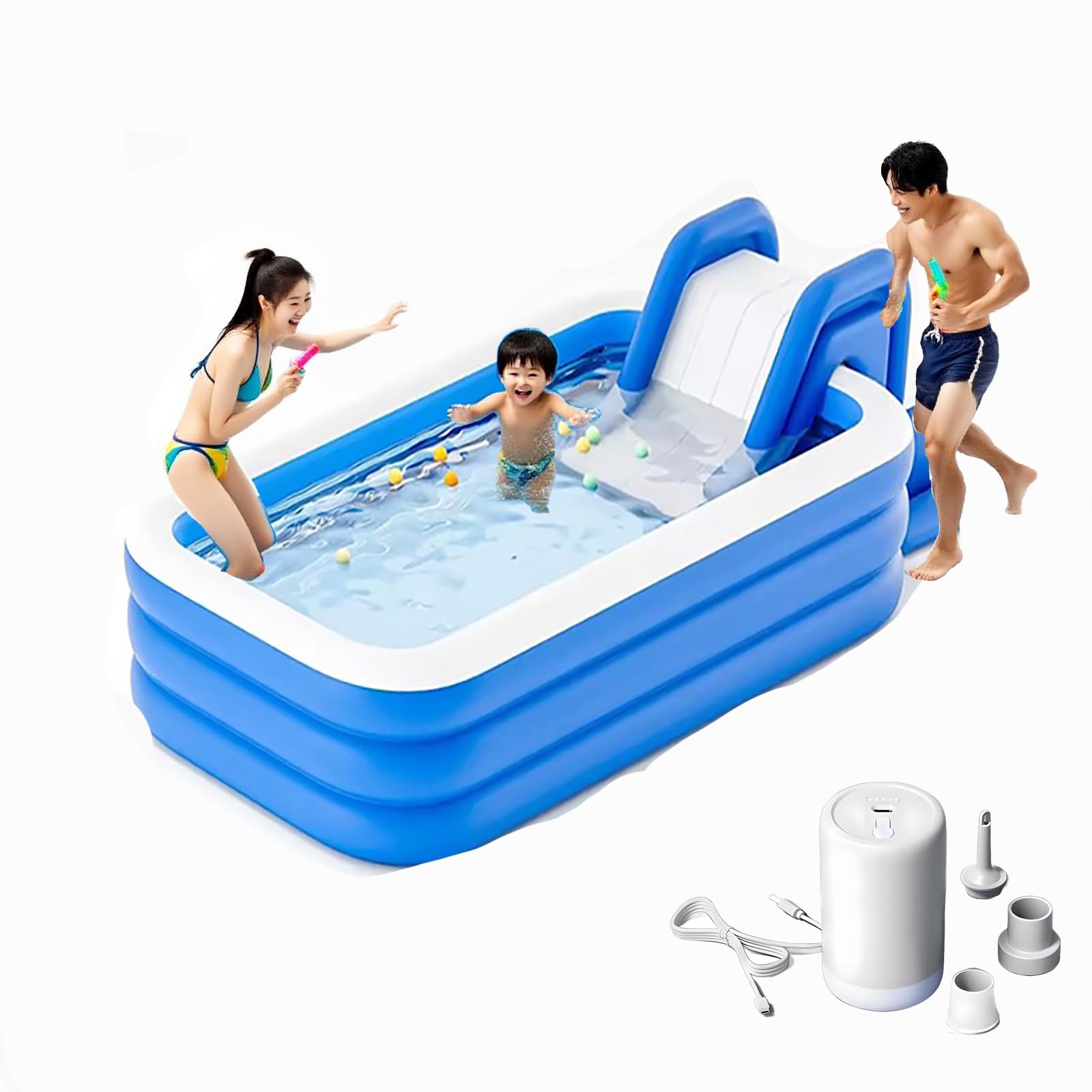 Amazon | PYUWENAI ビニールプール 大型プール ポンプ付き 折りたたみ 