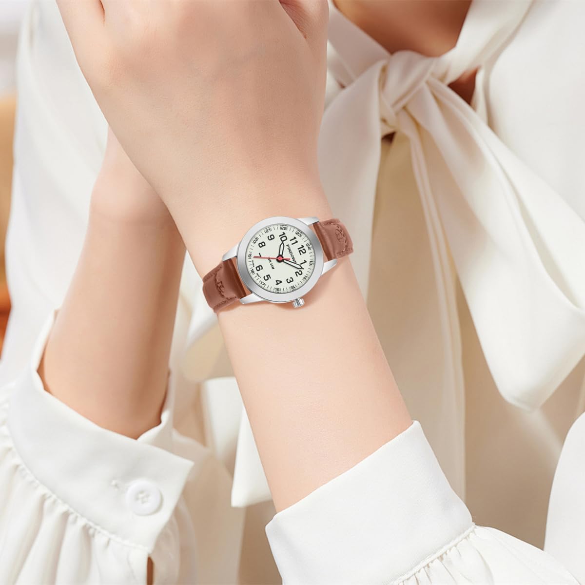Womens Watch for Women Quartz Analog Watches Mini Ladies Dress Watch Easy Read Dial 3ATM Waterproof Stainless Steel Case Leather Strap,Classic Fashion Casual Elegant Women Wrist Watches - Image 2