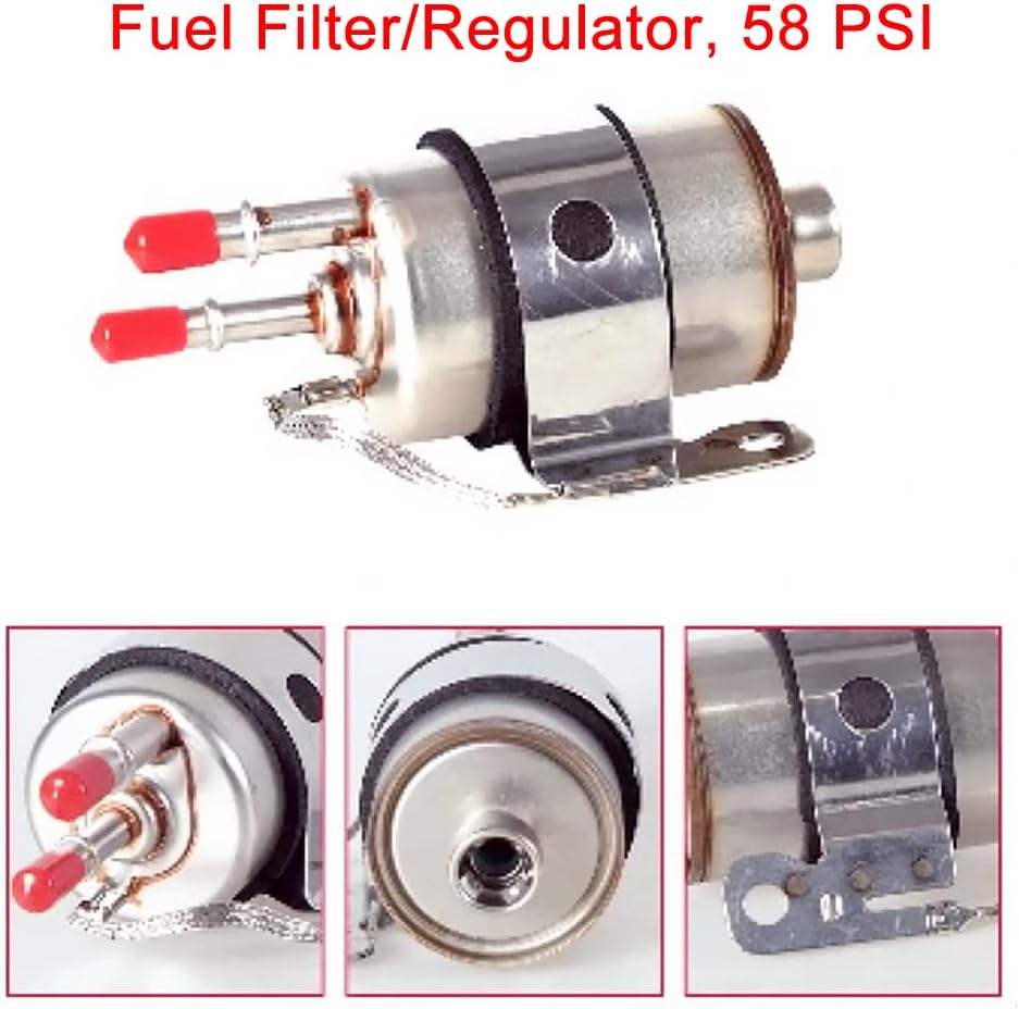 6AN 3/8" LS Swap EFI Fuel Injection Hose Line Fitting Kit, Nylon Braided PTFE Fuel Hose 25Ft and 58 PSI Fuel Filter Regulator Return Fuel Rail Adpater