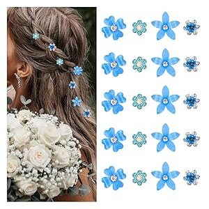 Mezrkuwr 20 Stück Blaue Blumen Haarclips