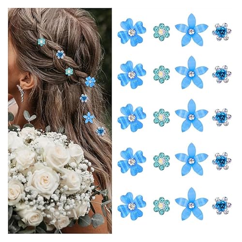 Mezrkuwr 20 Stück Blaue Blumen Haarclips