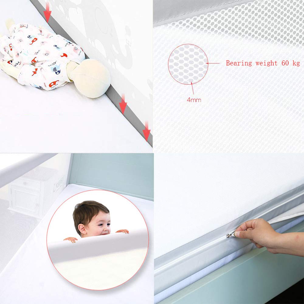 Barandillas para Camas Portátil Y Estable Cuidado De La Cama Preescolar La Seguridad Barandilla De La Cama Extra Ancho, Largo 150-200 Cm, Alto 70-92CM, Gris (Tamaño : L-2M)