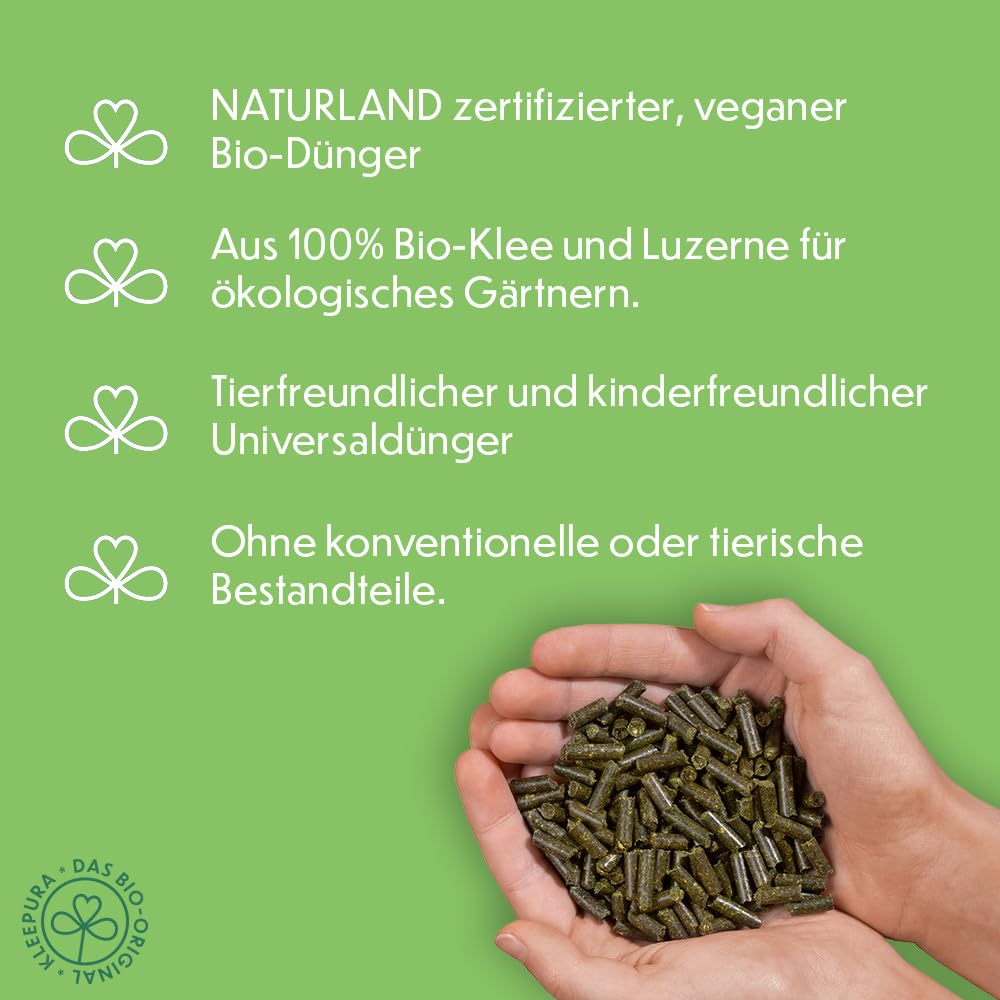 Bio Universaldünger. NATURLAND zertifiziert. Bio-Dünger für Gemüse, Kräuter, Blumen & Obst. Veganer Pflanzendünger aus Bio-Klee & Luzerne. 5 kg