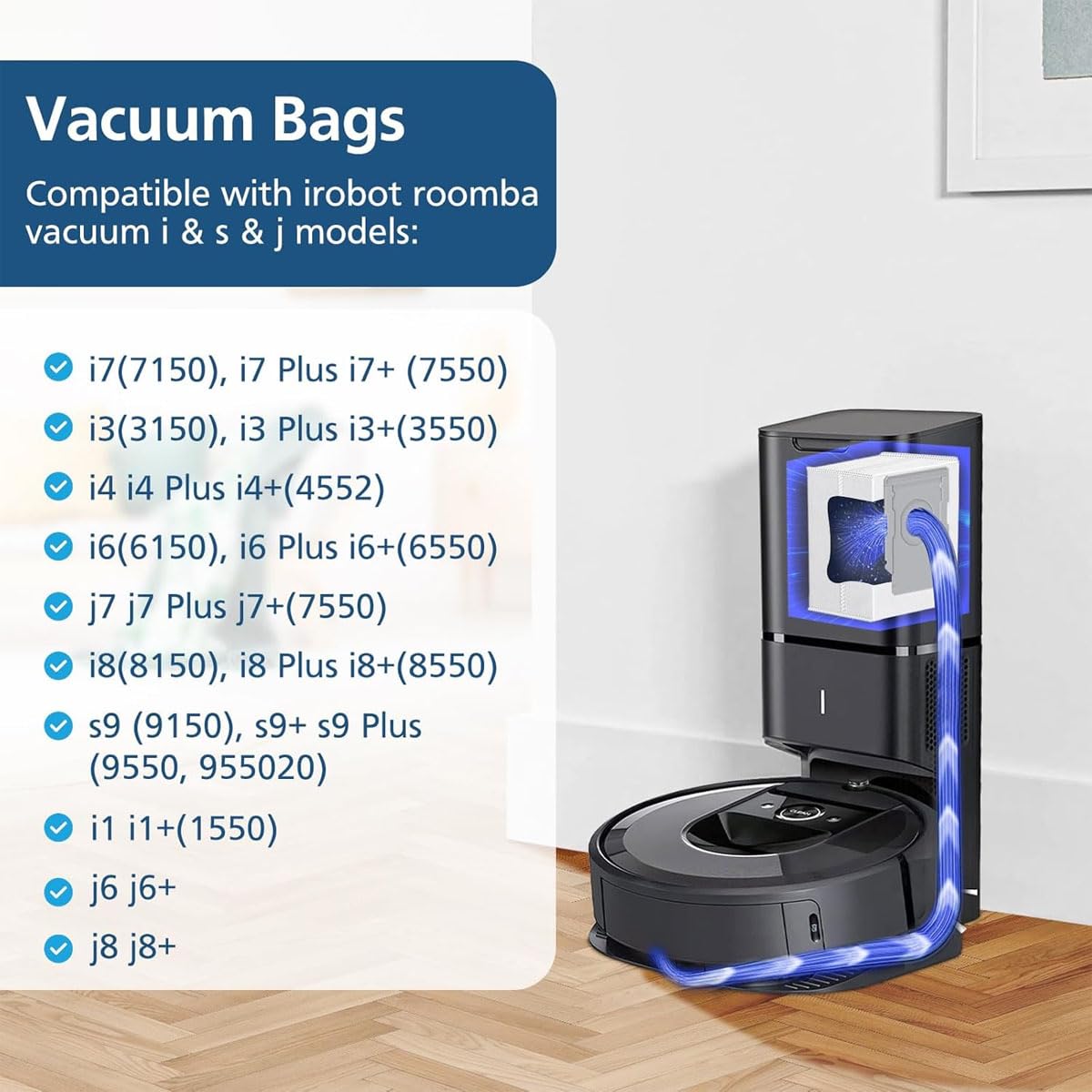 6 Pack Vacuum Bags Replacement Compatible with Clean Base Models i1+, i3+, i4+, i5+, i7+, i8+, Combo j8+, j9+