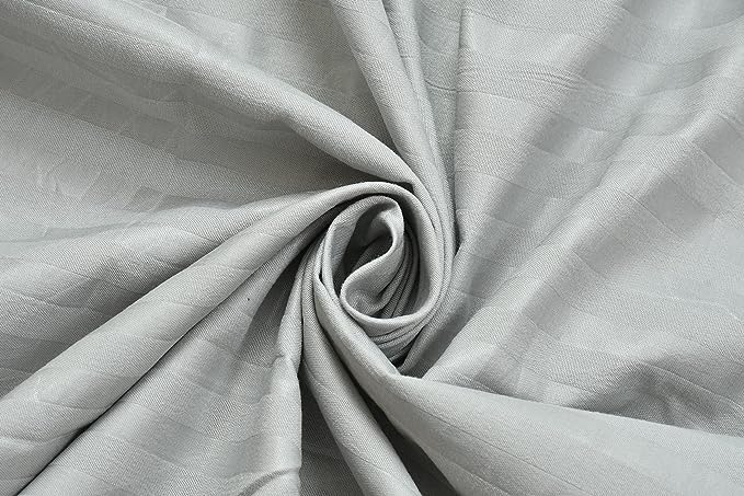 Image of DECOR2ADMIRE 300 Thread Count Premium Glace Cotton Plain Stripe Single Bedsheet with One Pillow Cover (60 inch x 90 inch) (Grey, Pack of 2)